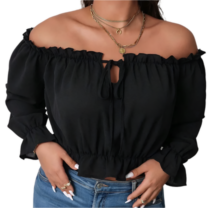 Boheme Off-Shoulder Bluse med Rynker