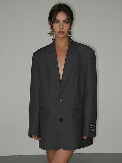 Abigail - Oversized klassisk blazer med lange ærmer og lommer