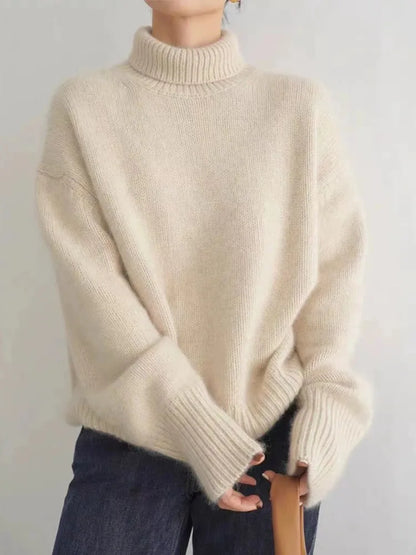Elegant High Neck Sweater – Blød og Stilfuld Strik til Efterår og Vinter