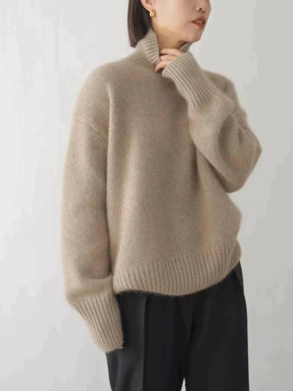 Elegant High Neck Sweater – Blød og Stilfuld Strik til Efterår og Vinter