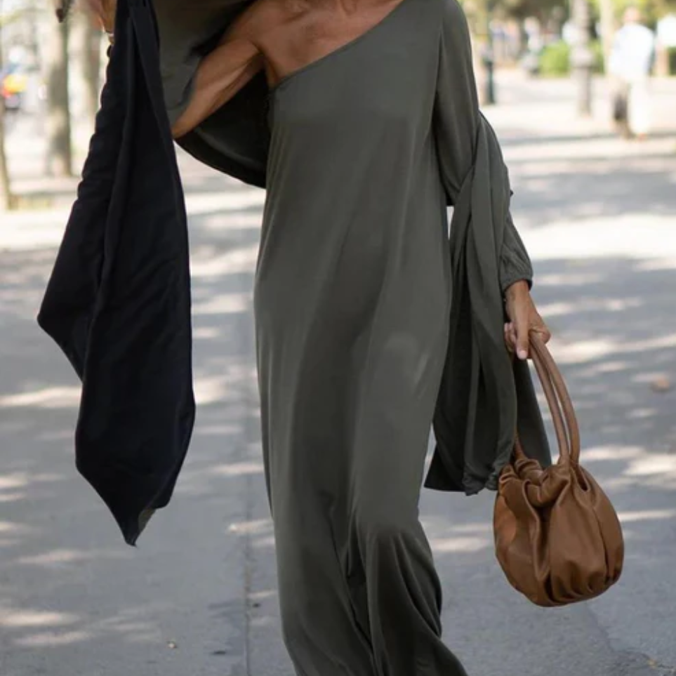 Nala™ | Elegant One-Shoulder Maxi Kjole med Flydende Linjer og Asymmetrisk Design | Sommerkjole
